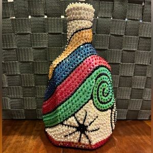 Hand Designed Vintage 20th Century Haitian Sequin/Beadwork Bottle